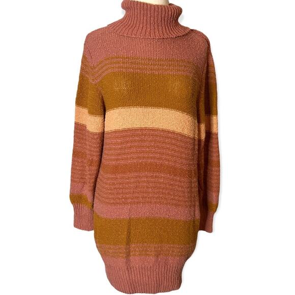 L*Space Jetsetter Sweater Dress Serape Stripe Chunky knit long sleeve turtleneck - Picture 8 of 11